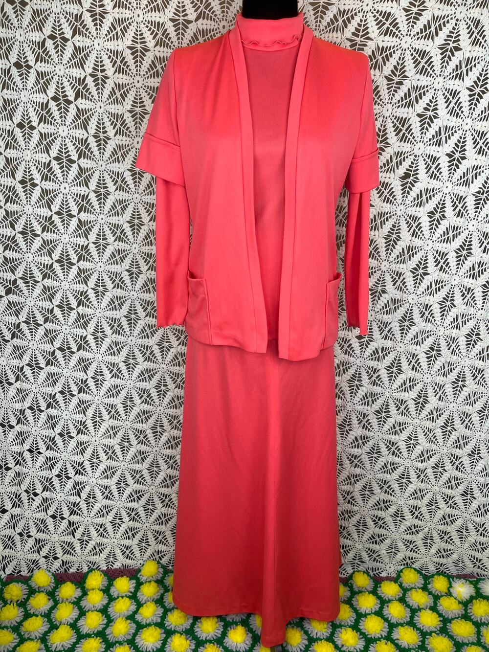 1960's Miss Charm of Boston 3 Piece Salmon Polyester Set
